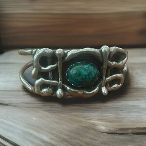 Vintage Native American Navajo Turquoise  Sterling Silver & Copper Bracelet